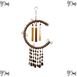 Aluminum Copper Wind Chime Stained Glass Lampwork Glass Bead Handmade Home Decor
